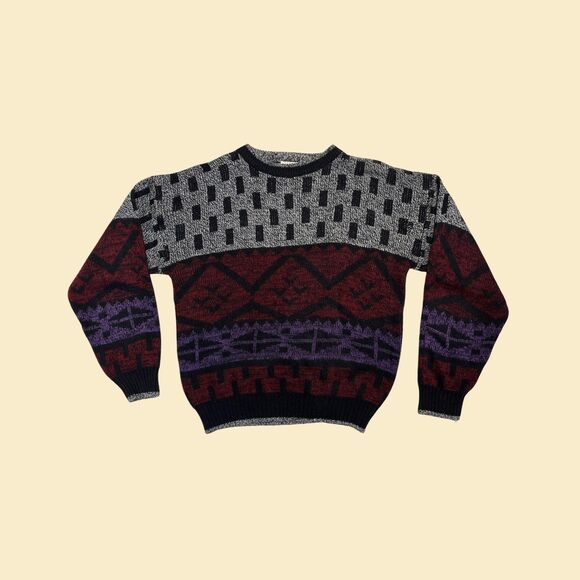 1980s L abstract crewneck sweater by Campus, size L crewneck vintage sweater - Picture 1 of 5